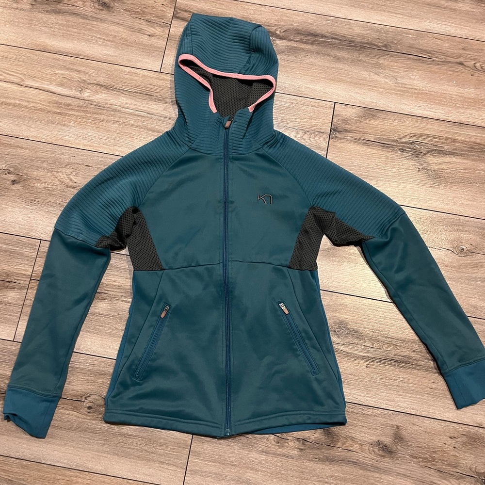 Kari traa Teal and Black zip up Hoodie